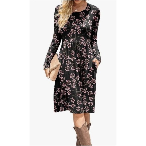 DB Moon Dresses & Skirts - NWT DB Moon Women's Casual Long Sleeve Empire Waist Midi Dress, Size Large